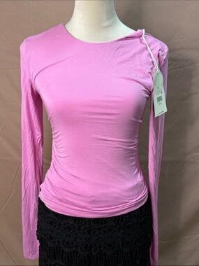 NWT Long-Sleeve Crewneck Top in Baby Pink- XS